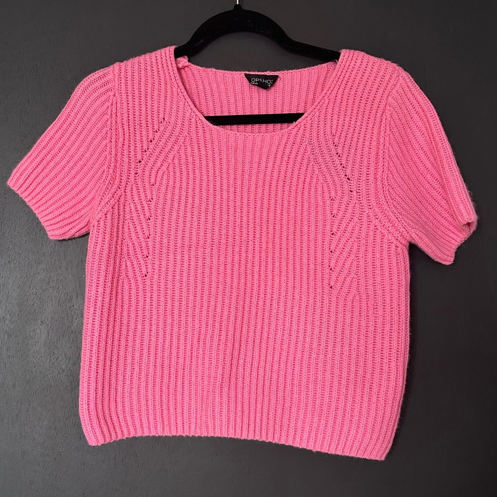 Topshop Pink Short Sleeve Sweater - US 8